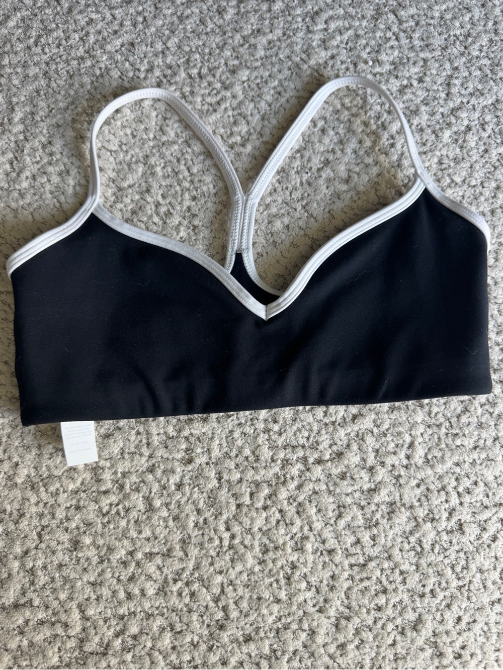 LSKD Sweeheart Black Sports Bralette with White Trim — Women's Low-Impact Suppor